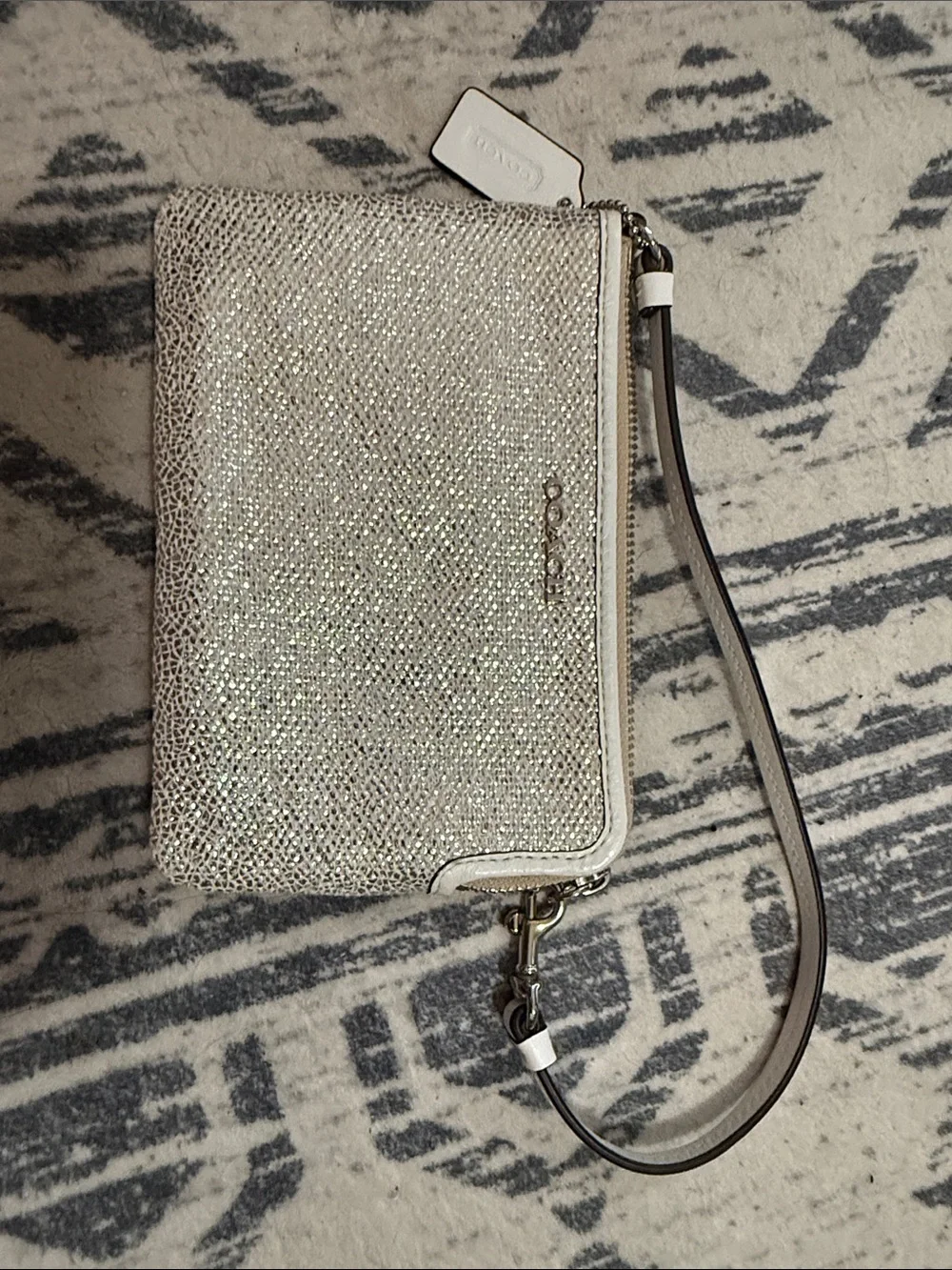 Coach Silver Glitter Wristlet Clutch